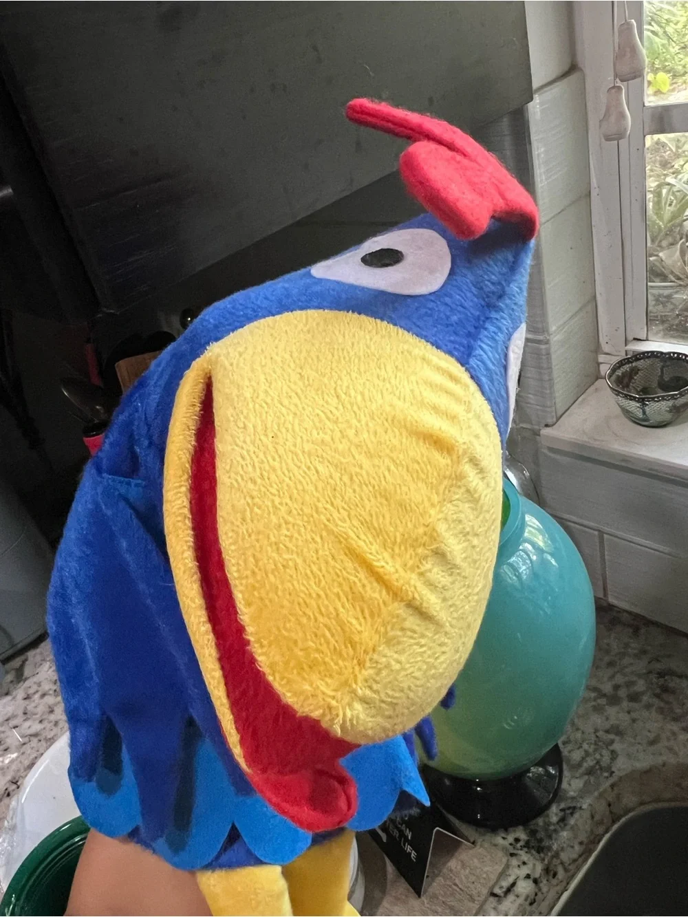 Blue & Yellow Parrot Or Bird Hand Puppet- Childrens Toy